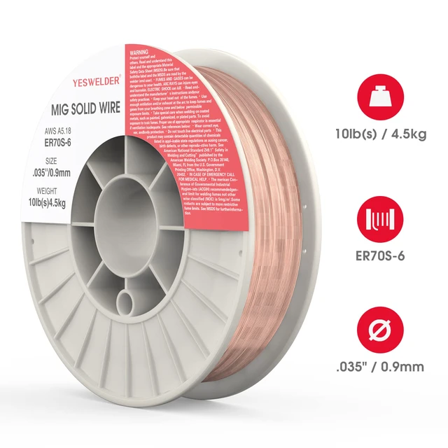 Alt view image 7 of 7 - MIG Welding Wire, ER70S-6 Solid Carbon Steel 0.035 in, 10 lb spool with high feedability, smooth, consistent wire handling