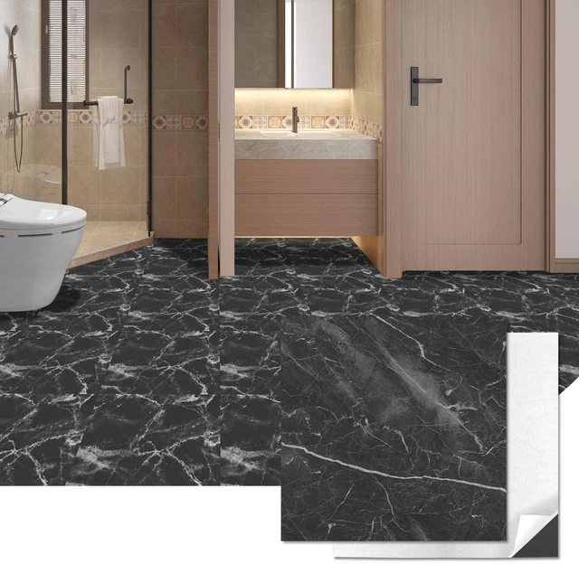 Main image of 30-Pack Peel and Stick Vinyl Floor Tiles, 12 x 12 in, Dark Marble Anti-Slip, Waterproof, Stain-Resistant, Simple to Clean, Durable, Premium Vinyl, Ideal for Kitchen, Dining Room, Bedrooms