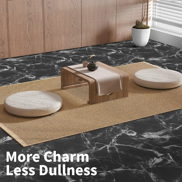 Alt view image 3 of 7 - 30-Pack Peel and Stick Vinyl Floor Tiles, 12 x 12 in, Dark Marble Anti-Slip, Waterproof, Stain-Resistant, Simple to Clean, Durable, Premium Vinyl, Ideal for Kitchen, Dining Room, Bedrooms
