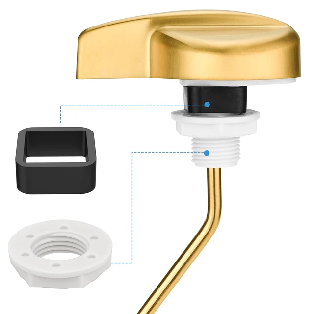 Alt view image 3 of 7 - For TOTO Toilet Handle Replacement Parts Kit, Universal THU068#CP Trip Lvr St743S Side Mount Toilet Flush Tank Lever Handle for TOTO Kohler Toilet Tank, 1-Pack Copper Lever, 1-Pack Brushed Gold