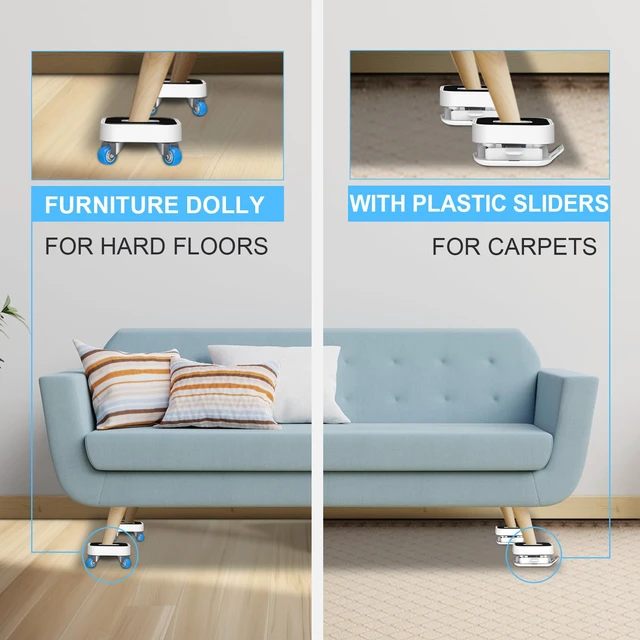Alt view image 2 of 7 - New Upgraded Furniture Sliders for Hard Floors & Carpets 2-in-1 Furniture Movers with Wheels - Furniture Dolly for Moving Heavy Duty Sofa Bed Appliance - Load Capacity Up to 750lb