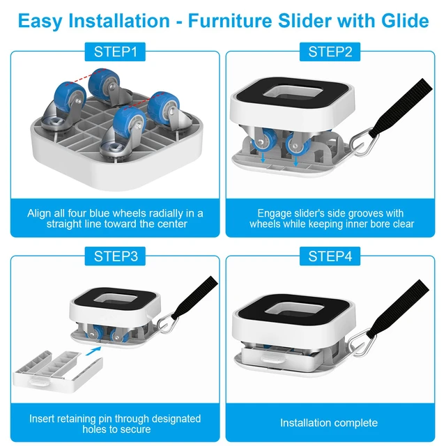Alt view image 5 of 7 - New Upgraded Furniture Sliders for Hard Floors & Carpets 2-in-1 Furniture Movers with Wheels - Furniture Dolly for Moving Heavy Duty Sofa Bed Appliance - Load Capacity Up to 750lb