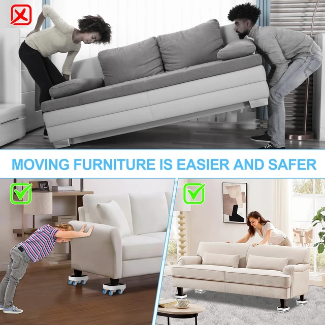 Alt view image 6 of 7 - New Upgraded Furniture Sliders for Hard Floors & Carpets 2-in-1 Furniture Movers with Wheels - Furniture Dolly for Moving Heavy Duty Sofa Bed Appliance - Load Capacity Up to 750lb