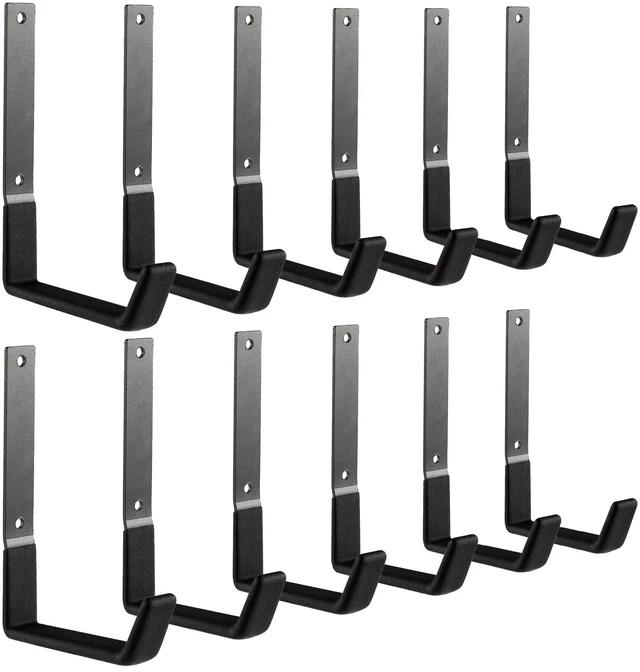 Main image of Heavy Duty Steel Hooks - Garage & Garden Tool Organizer, Wall Mount Hooks, Hose Hanger (12, Large)