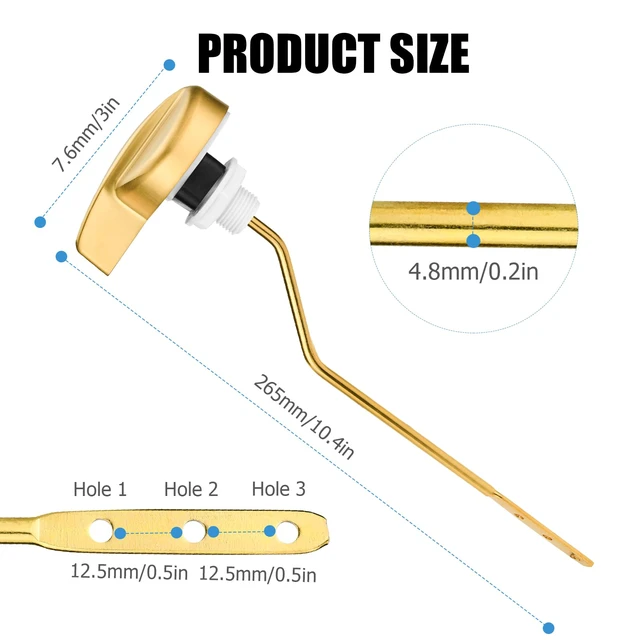 Alt view image 7 of 7 - For TOTO Toilet Handle Replacement Parts Kit, Universal THU068#CP Trip Lvr St743S Side Mount Toilet Flush Tank Lever Handle for TOTO Kohler Toilet Tank, 1-Pack Copper Lever, 1-Pack Brushed Gold