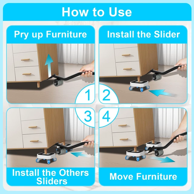 Alt view image 6 of 6 - New Upgrade Furniture Sliders: Furniture Dolly with 360° Rotatable Wheels Furniture Sliders for Hardwood Floors - Furniture Movers with Groove for Moving Heavy Duty Sofa Bed - Supports up to 900 lbs