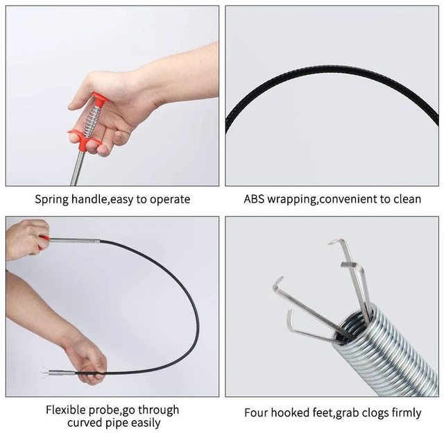 Alt view image 6 of 6 - Flexible Grabber Claw Pick Up Reacher Tool (Drain Clog Remove Tool), With 4 Claws Bendable Hose Pickup Reaching Assist Tool for Litter Pick, Home and Kitchen Sink, Drains, Toilet (63 inch)