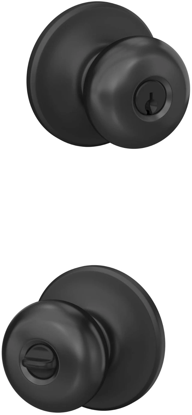 Main image of Plymouth Keyed Entry Door Knob, Interior/Exterior, Matte Black Keyed entry door knob with turn-button lock, Easy to install, Certified security & durability, Universal fit, 2 keys