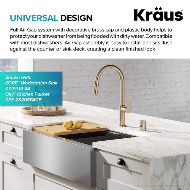 Alt view image 3 of 7 - Dishwasher Air Gap in Spot Free Antique Champagne Bronze, KAG-1SFACB