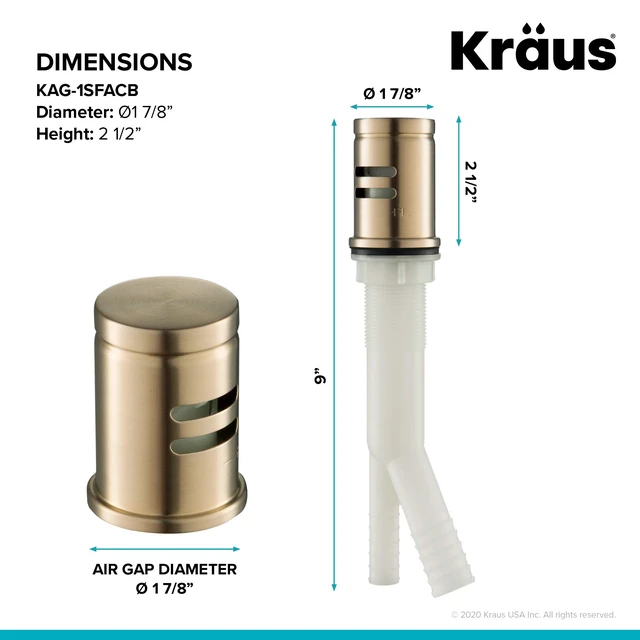 Alt view image 5 of 7 - Dishwasher Air Gap in Spot Free Antique Champagne Bronze, KAG-1SFACB