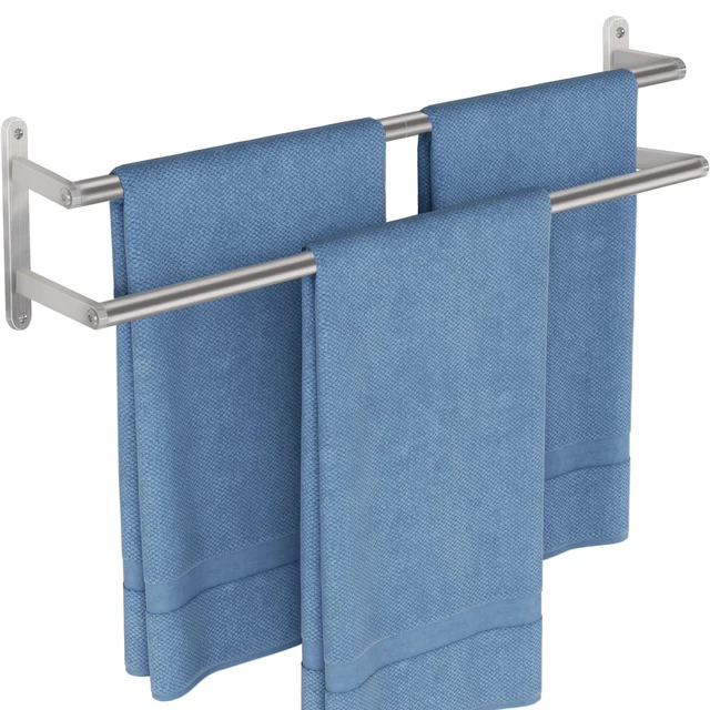 Main image of Double Towel Bar, 24Inch Towel Rack for Bathroom, Stainless Steel Double Bath Towel Bar, Wall Mounted Towel Holder, Double Towel Rod Towel Rail Hanger for Wall, Kitchen (Brush Nickel)