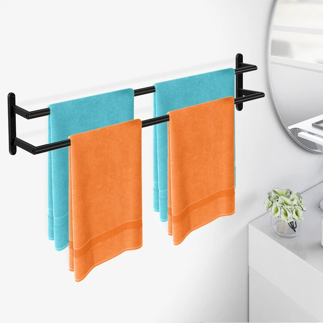 Alt view image 3 of 7 - 32Inch Double Towel Bar, Towel Rack for Bathroom, Stainless Steel Double Bath Towel Bar, Wall Mounted Towel Holder, Matte Black