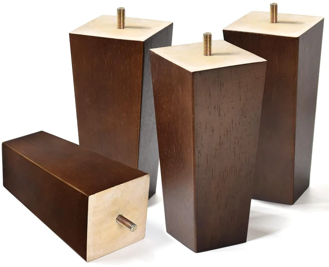 Main image of 6 inch Sofa Legs Wood Furniture Legs Pack of 4 Pyramid Couch Legs Mid-Century Modern Brown Replacement Legs for Chair Recliner