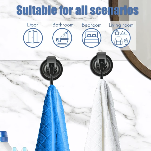 Alt view image 6 of 6 - Wreath Hanger, Black-Plated Polished Super Suction for Glass Window, Kitchen, Bathroom and Restroom, 6 Pack, ABS Plastic