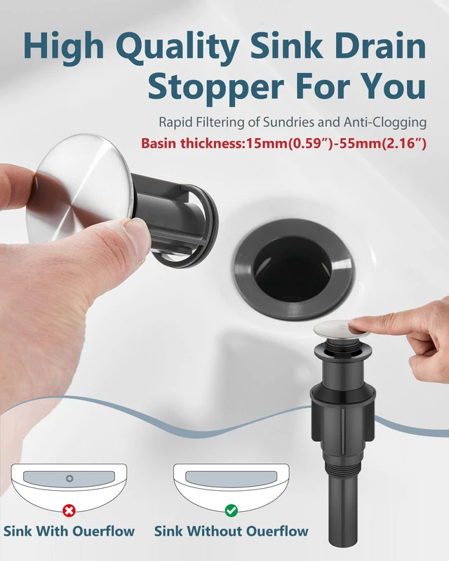 Alt view image 7 of 7 - Brushed Nickel Vessel Sink Faucet Tall Bathroom Faucet Stainless Steel Bathroom Sink Faucet Single Handle One Hole Round Body with Pop up Drain Basin Bowl Vanity Lavatory Mixer Tap