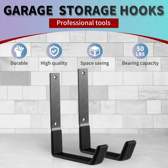 Alt view image 4 of 7 - Heavy Duty Steel Hooks - Garage & Garden Tool Organizer, Wall Mount Hooks, Hose Hanger (12, Large)