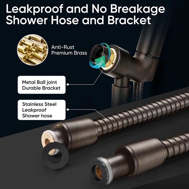 Alt view image 6 of 7 - 9 Spray Modes Handheld Shower Head, Water-Saving, ORB Power Rinse, 1-Click Pause & Flow Control, 6ft Stainless Steel Hose, Adjustable Brass Bracket