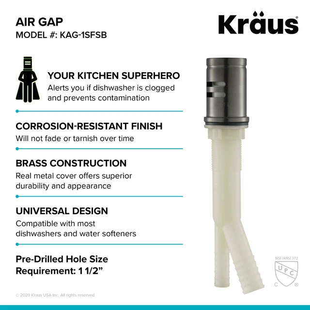 Alt view image 5 of 7 - to Dishwasher Air Gap in Spot Free Black Stainless, KAG-1SFSB