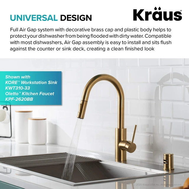 Alt view image 2 of 7 - Dishwasher Air Gap in Brushed Brass, KAG-1BB