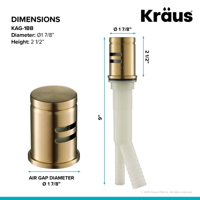 Alt view image 3 of 7 - Dishwasher Air Gap in Brushed Brass, KAG-1BB