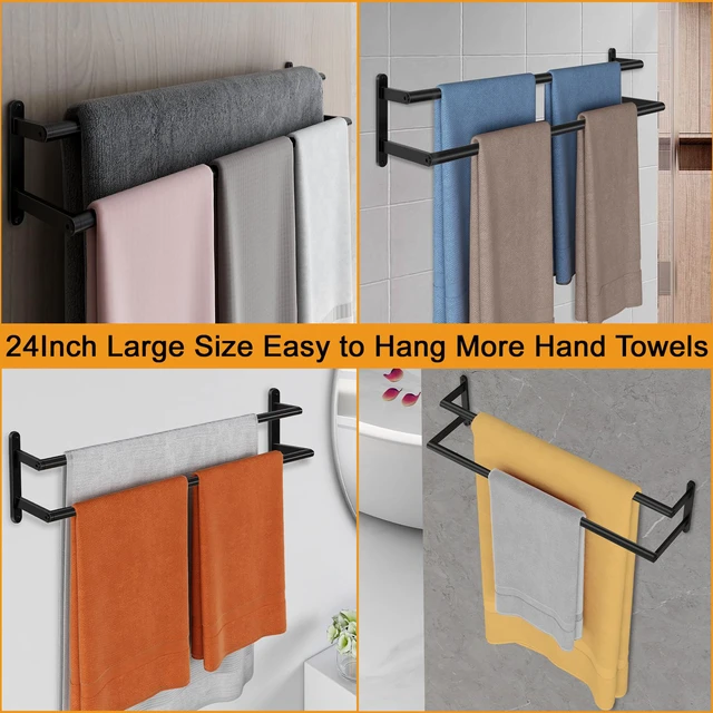 Alt view image 6 of 7 - 32Inch Double Towel Bar, Towel Rack for Bathroom, Stainless Steel Double Bath Towel Bar, Wall Mounted Towel Holder, Matte Black