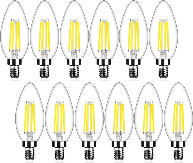 Main image of 12-Pack Dimmable E12 LED Candelabra Bulbs 40Watt Equivalent, 5000K Daylight White, 450Lumens, 4W B11 Vintage Chandelier Light Bulbs, LED Filament Clear Glass Candle Lamp for Ceiling Fan Home Decor