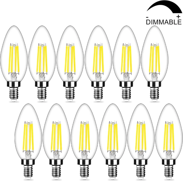 Alt view image 7 of 7 - 12-Pack Dimmable E12 LED Candelabra Bulbs 40Watt Equivalent, 5000K Daylight White, 450Lumens, 4W B11 Vintage Chandelier Light Bulbs, LED Filament Clear Glass Candle Lamp for Ceiling Fan Home Decor