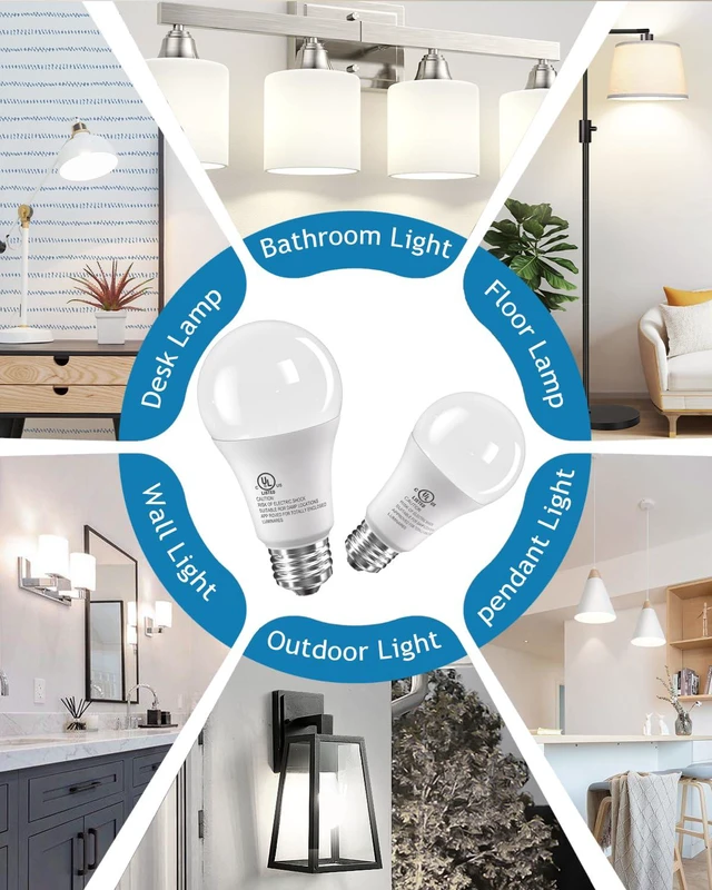 Alt view image 7 of 7 - 12 Pack LED Light Bulbs, 100 Watt Equivalent A19, Cool White 4000K 15W 1500 Lumens Neutral White Lightbulbs, Non Dimmable Energy Saving Lamp for Home Bedroom Kitchen Indoor