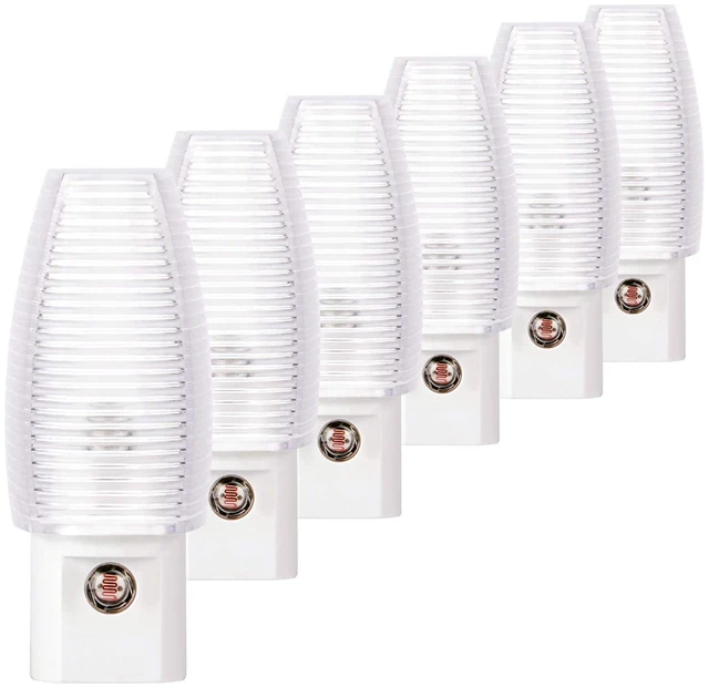Main image of Plug-in LED Night Light Dusk-Dawn Sensor Neutral White 6 Pack Neutral white sensor night light, ideal for nursery, bedroom, bathroom, hallway, stairs & kitchen