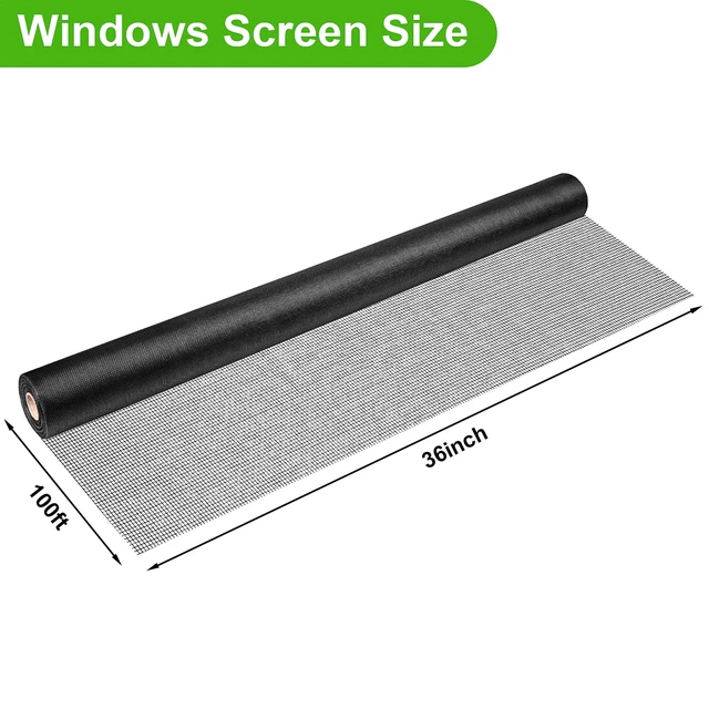 Alt view image 2 of 7 - Replacement Window Screens Roll, 36 inch x 100 feet Durable Window Screen Mesh for Patio Porch Door Windows, DIY Adjustable Fiberglass Window Screen Repair Kit Sliding Net Pet, Black