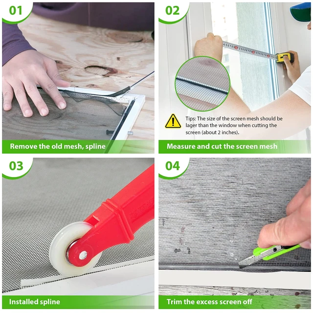 Alt view image 6 of 7 - Replacement Window Screens Roll, 36 inch x 100 feet Durable Window Screen Mesh for Patio Porch Door Windows, DIY Adjustable Fiberglass Window Screen Repair Kit Sliding Net Pet, Black