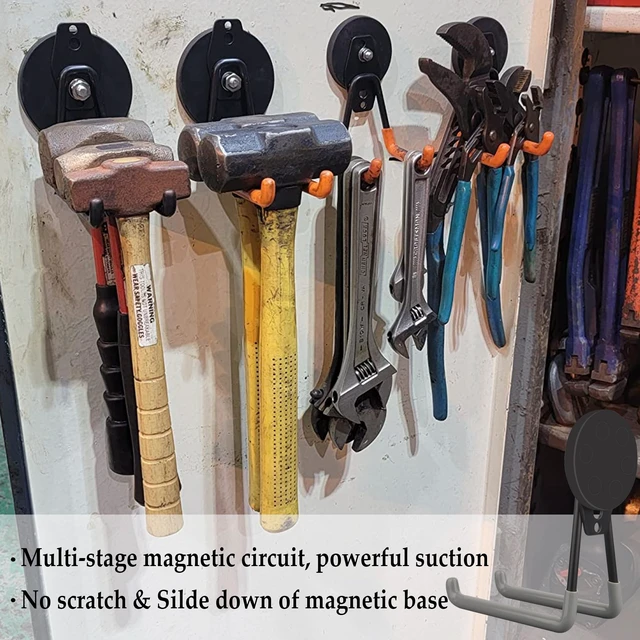 Alt view image 3 of 7 - Magnetic Garage Hook, Cordless Drill Hooks Heavy Duty,Power Tool Organizer,Large Manget with Hooks for Workshop Organization,2 Pack Hook for Drill,Garden Tool(Gray)