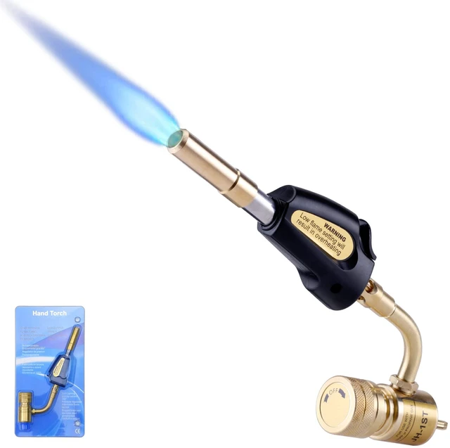 Main image of Propane Torch Head with Igniter, Adjustable Flame for Soldering Map Gas Torch Kit, Fits Standard CGA600, Self-Igniting Trigger Start, Brass Build