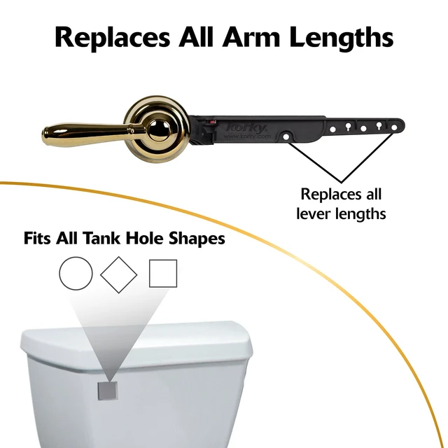 Alt view image 4 of 5 - Strongarm Metal Toilet Handle & Lever in Polished Gold - 6021 Faucet Style is Universal - fits front, angled, side, left & right-mount toilets for a smooth, spring-loaded flush