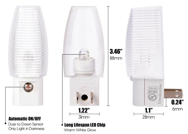 Alt view image 2 of 5 - Plug-in LED Night Light, Dusk to Dawn Sensor, Warm White 6 Pack Warm white sensor night light, ideal for nursery, bedroom, bathroom, hallway, stairs & kitchen