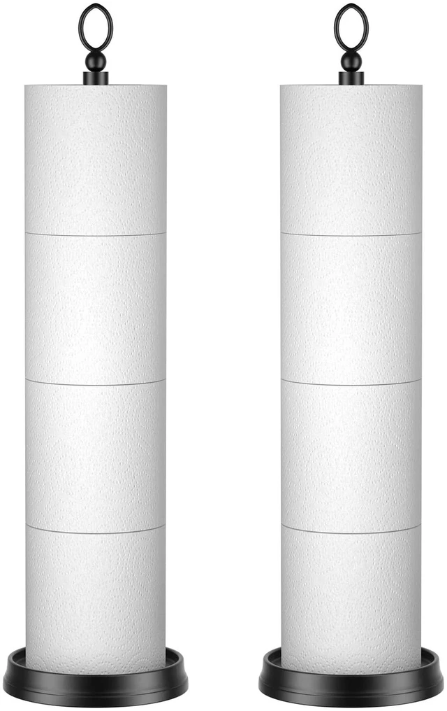 Main image of Toilet Paper Holder Stand with Reserve Function, Free Standing Toilet Paper Holder for Bathroom, Space Toilet 4 Rolls Toilet Paper Storage 22.5" Height (2 Pack, Matte Black)