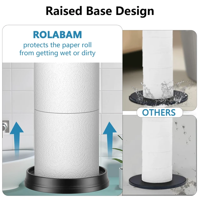 Alt view image 3 of 6 - Toilet Paper Holder Stand with Reserve Function, Free Standing Toilet Paper Holder for Bathroom, Space Toilet 4 Rolls Toilet Paper Storage 22.5" Height (2 Pack, Matte Black)