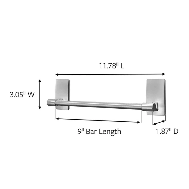Alt view image 2 of 7 - Towel Bar, Satin Nickel Towel Bar For Damage Free Bathroom Organization, No Tools, Holds On Glass, Metal, Mirrors, And Tile, No Holes Or Suction Cups
