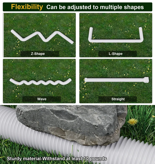 Alt view image 2 of 6 - Rain Gutter Downspout Extensions, Downspout Extender for Rainwater Drainage Flexible, Down Spout Drain Extension Pipe and Extendable from 21 to 66 Inches (White)