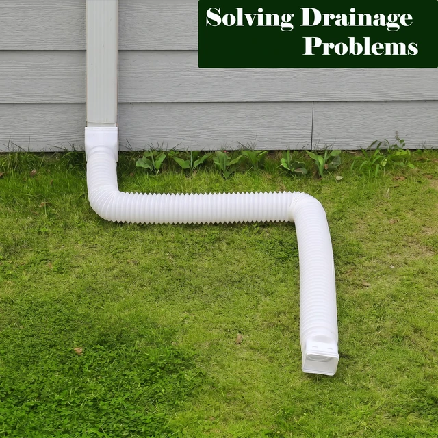 Alt view image 4 of 6 - Rain Gutter Downspout Extensions, Downspout Extender for Rainwater Drainage Flexible, Down Spout Drain Extension Pipe and Extendable from 21 to 66 Inches (White)