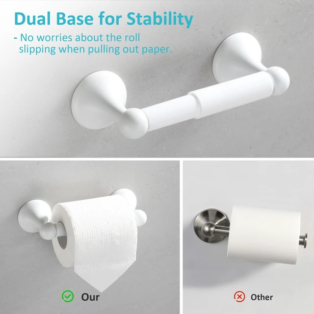 Alt view image 5 of 7 - Bathroom Accessories Set, White Paint Expandable Towel Bar 4-Piece Bathroom Accessory Set Wall Mounted Towel Ring Robe Hook Toilet Paper Holder Towel Holder