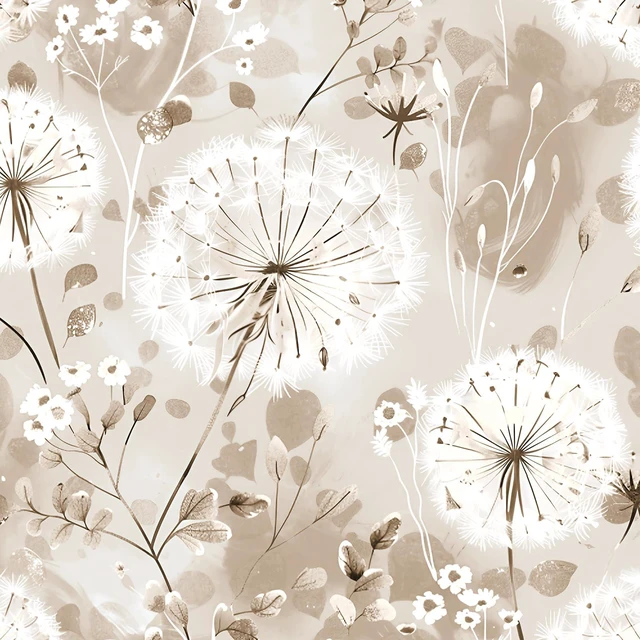 Main image of Floral Peel and Stick Wallpaper Dandelion for Cabinet 16.9"x393.7" Vintage Floral Contact Paper Brown Wallpaper Peel and Stick Waterproof Self Adhesive Removable for Cabinet Bedroom Decorative