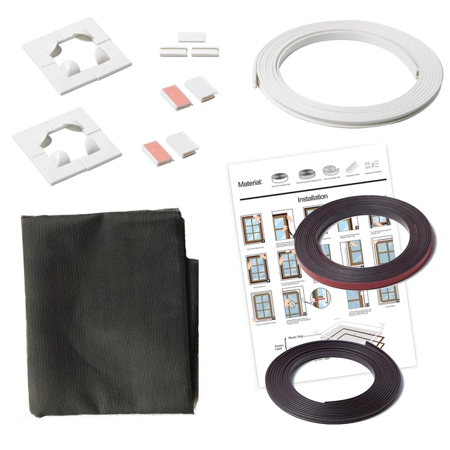 Alt view image 5 of 7 - Adjustable DIY Magnetic Window Screen Max 72 x 48 Fits Any Size Smaller White Frame Fiberglass Mesh with Extra Accessories