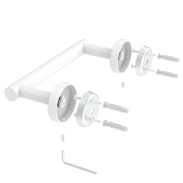 Alt view image 6 of 7 - White Toilet Paper Holder SUS304 Stainless Steel Double Post Pivoting Toilet Paper Roll Holder Wall Mounted Toilet Tissue Holder for Commercial Bathroom RV Brushed Brass Finish