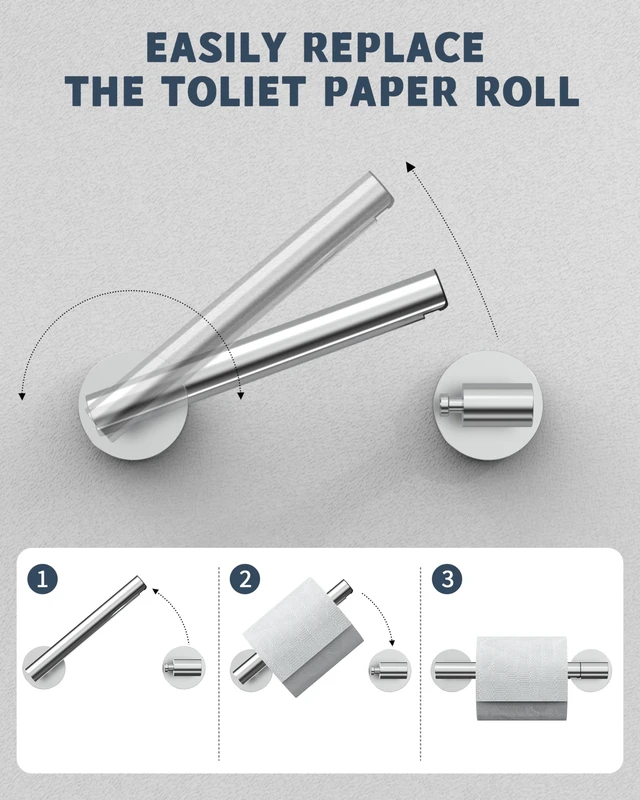 Alt view image 2 of 6 - Polished Finish Toilet Paper Holder SUS304 Stainless Steel Double Post Pivoting Toilet Paper Roll Holder Wall Mounted Toilet Tissue Holder for Commercial Bathroom RV