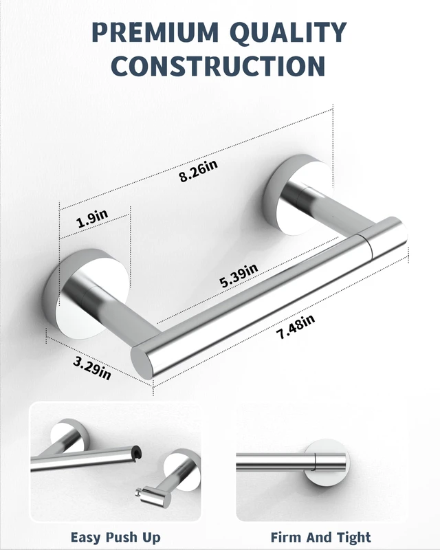 Alt view image 4 of 6 - Polished Finish Toilet Paper Holder SUS304 Stainless Steel Double Post Pivoting Toilet Paper Roll Holder Wall Mounted Toilet Tissue Holder for Commercial Bathroom RV