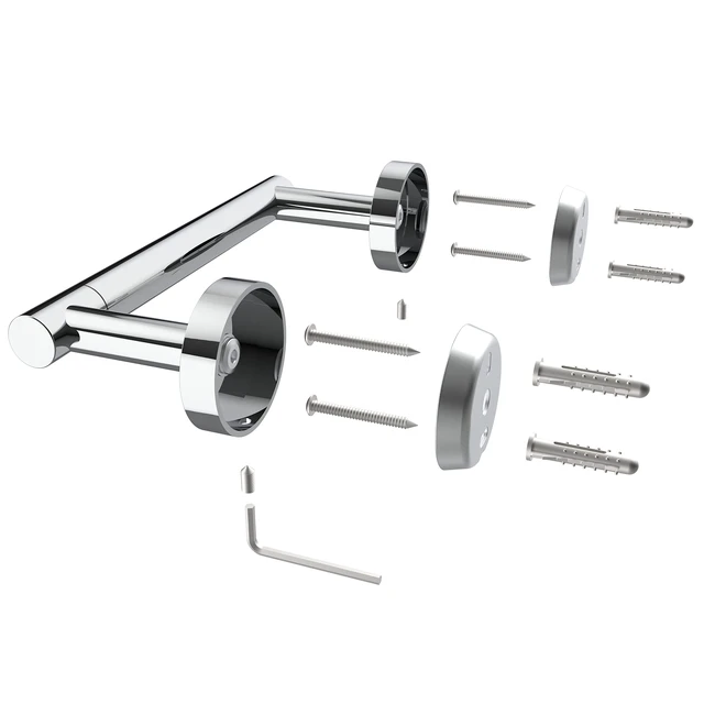 Alt view image 5 of 6 - Polished Finish Toilet Paper Holder SUS304 Stainless Steel Double Post Pivoting Toilet Paper Roll Holder Wall Mounted Toilet Tissue Holder for Commercial Bathroom RV