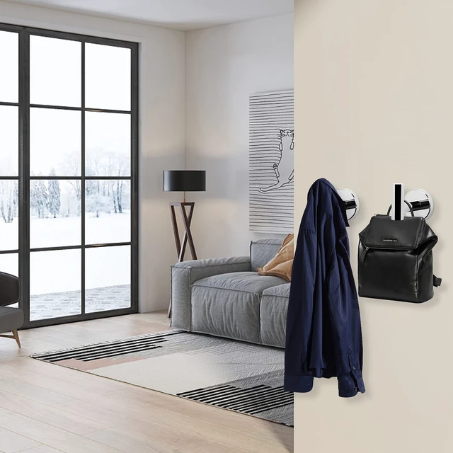Alt view image 3 of 7 - Bath Towel Hooks- SUS 304 Stainless Steel Robe Hook Holder, Heavy Duty Coat Hook for Bathroom Livingroom Hotel Kitchen Garage, Wall Mounted (Chrome Finish, 4 Pack)