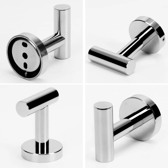 Alt view image 6 of 7 - Bath Towel Hooks- SUS 304 Stainless Steel Robe Hook Holder, Heavy Duty Coat Hook for Bathroom Livingroom Hotel Kitchen Garage, Wall Mounted (Chrome Finish, 4 Pack)