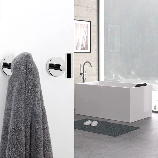 Alt view image 7 of 7 - Bath Towel Hooks- SUS 304 Stainless Steel Robe Hook Holder, Heavy Duty Coat Hook for Bathroom Livingroom Hotel Kitchen Garage, Wall Mounted (Chrome Finish, 4 Pack)